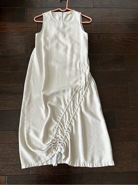 Penelope cream Dress with ruched columns; Size XS